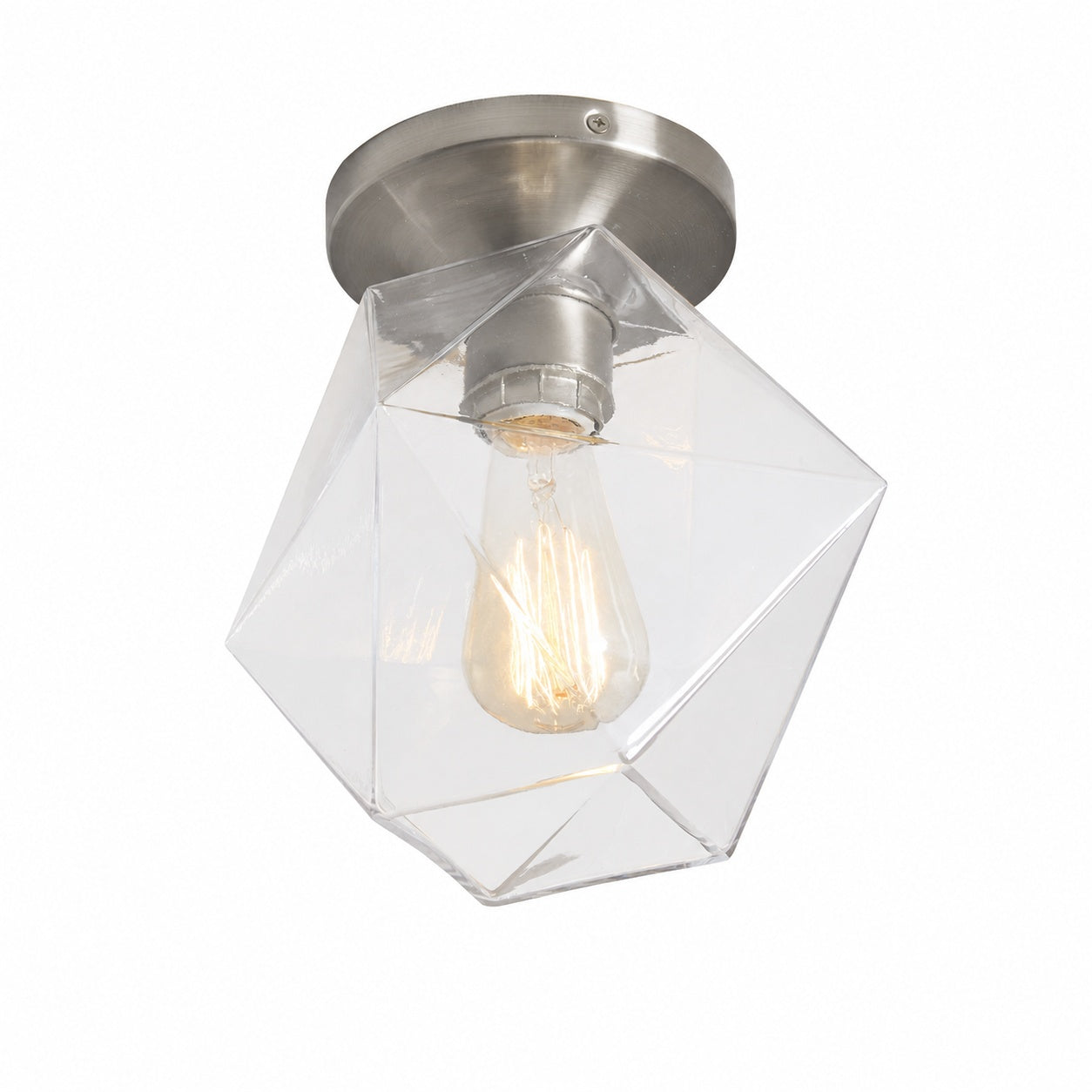 Talvior Sculptural Flush Mount Ceiling Light – Faceted Glass for Modern Interiors