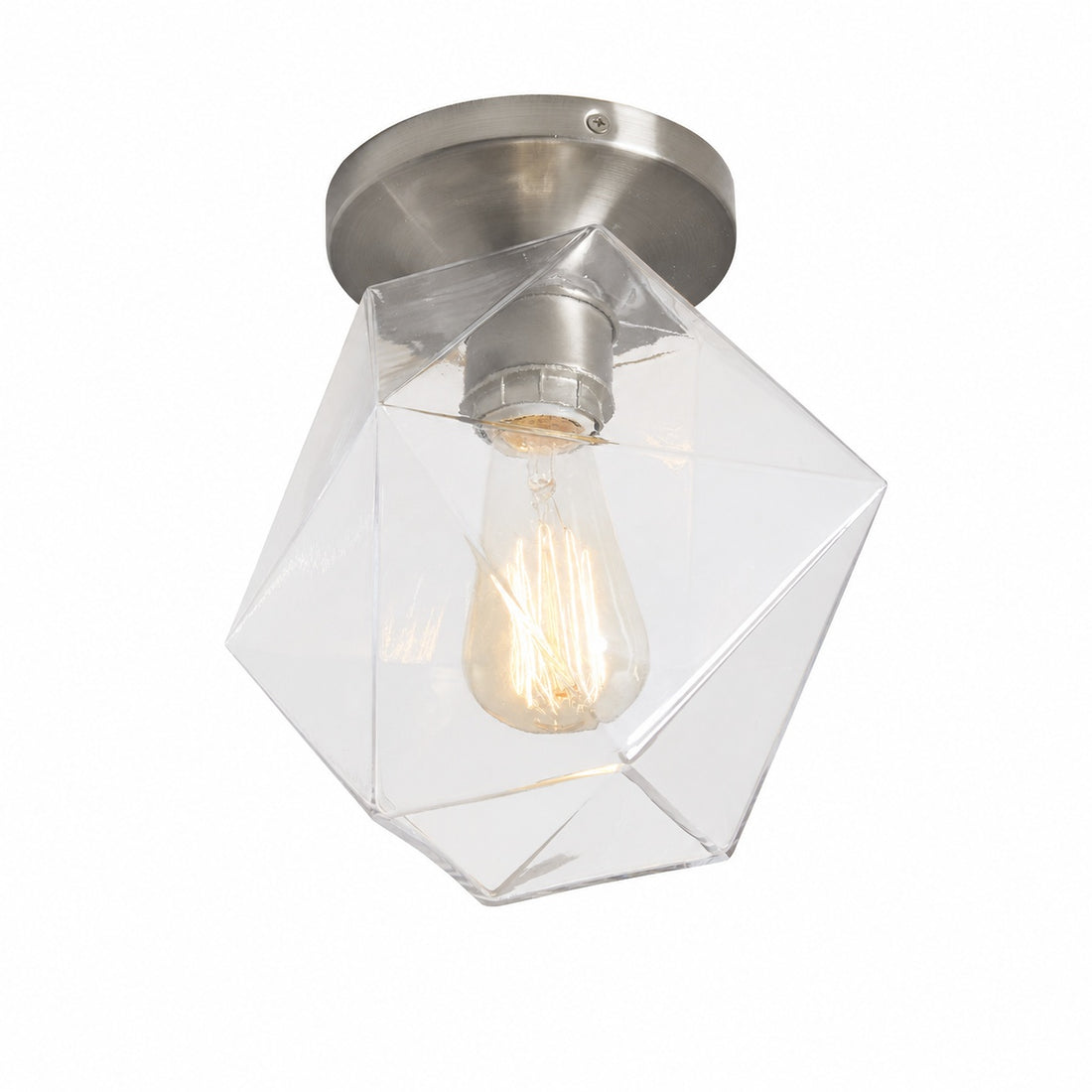 Talvior Sculptural Flush Mount Ceiling Light – Faceted Glass for Modern Interiors