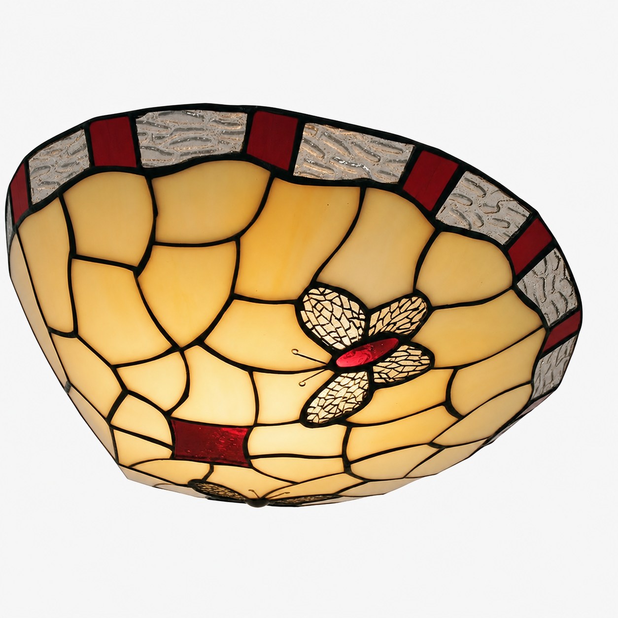 TF Butterfly Pendant Lamp - Decorative Stained Glass Pendant Light for Bedroom or Entryway