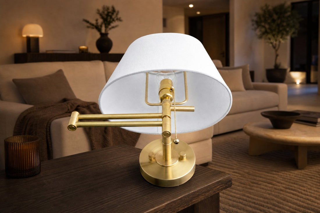 Ornato Luxe Brass Schoolhouse Sconce - Art Deco Wall Light with White Glass Shade