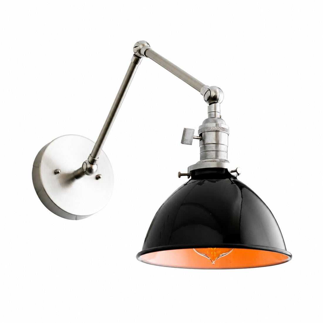 Conique Metal Vintage Industrial Swing Arm Wall Lamp - Adjustable Dome Shade for Study