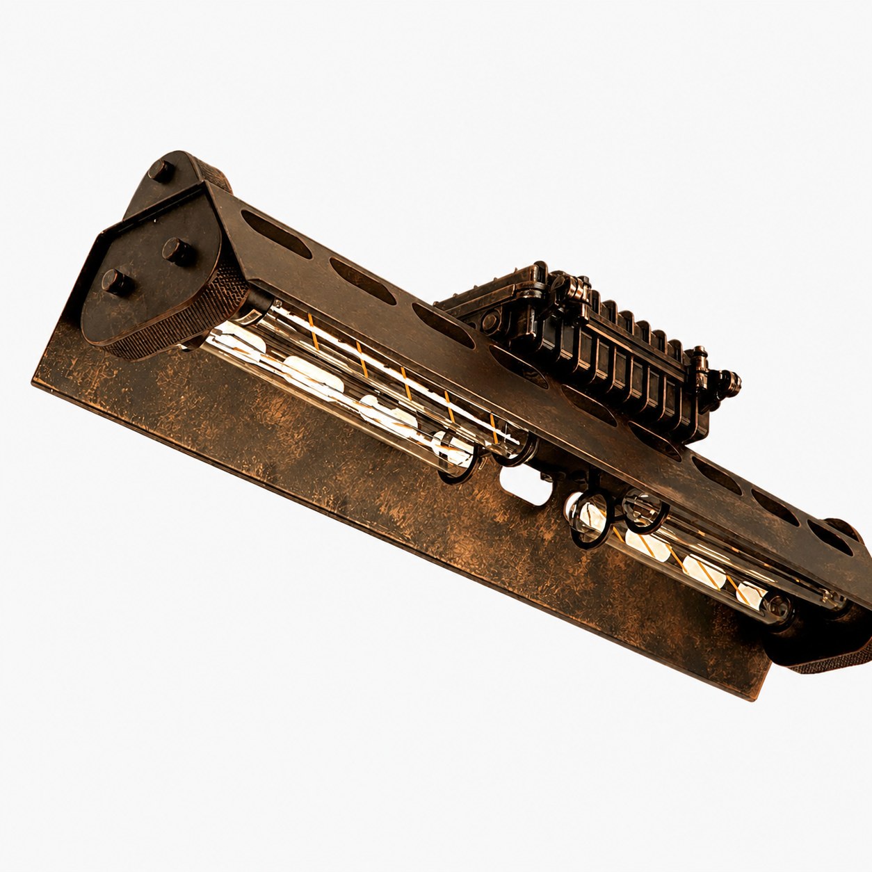 Industrax Steampunk  Linear Chandelier - Vintage Metal Frame Lighting for Dining or Living Room