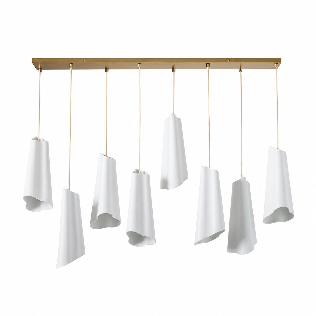 Orovia Ceramic Shade Chandelier – Iron Pendant Adjustable Height Design
