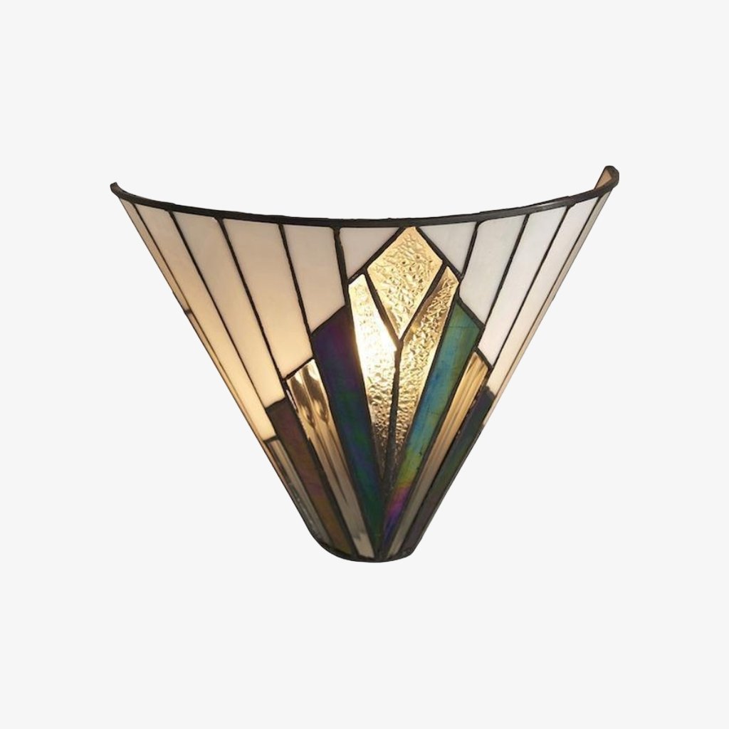 TF Astoria Vintage Fan-Shaped Wall Lamp - Handcrafted Art Glass - For Bedroom Accent Light