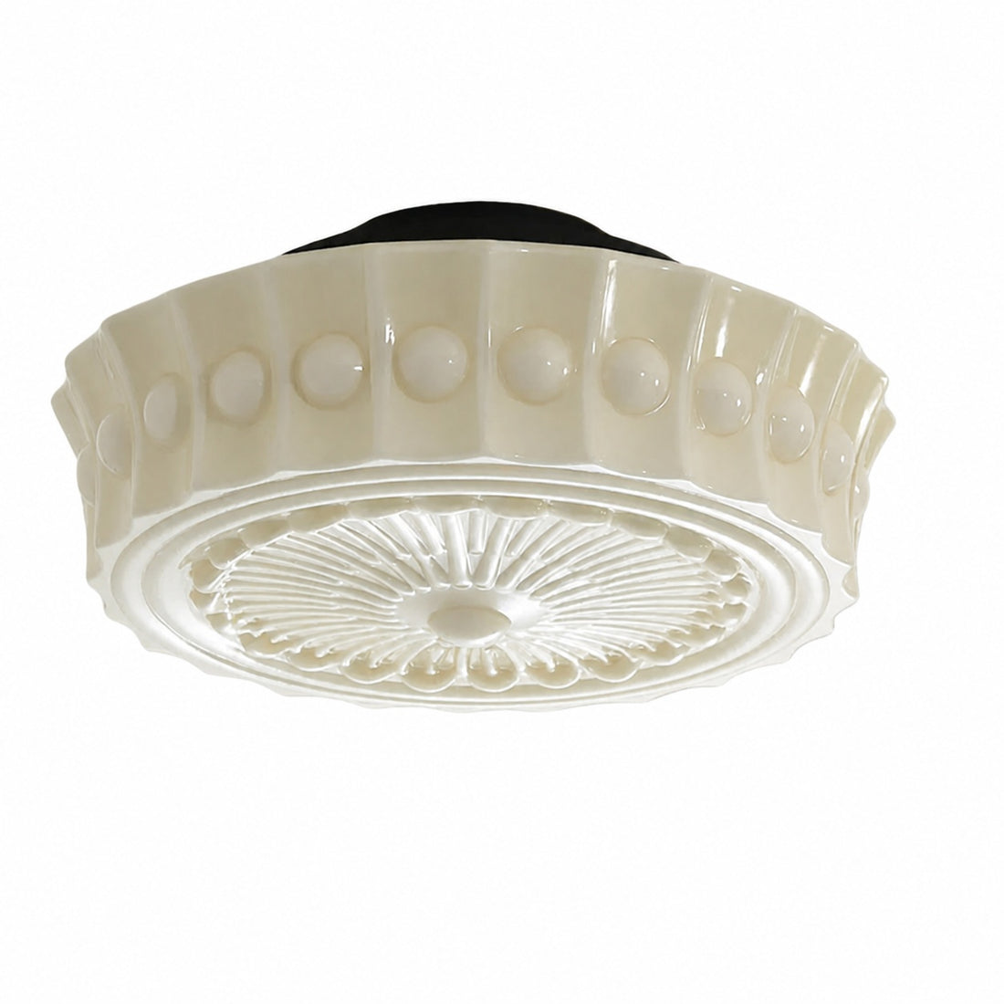 Dretta Vintage Classic Round Ceiling Light - Sculpted Art Glass Lighting Fixture for Living Room U02