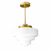 Geotower Glass Brass Pendant Light – Art Deco Opal Globe Ceiling Fixture