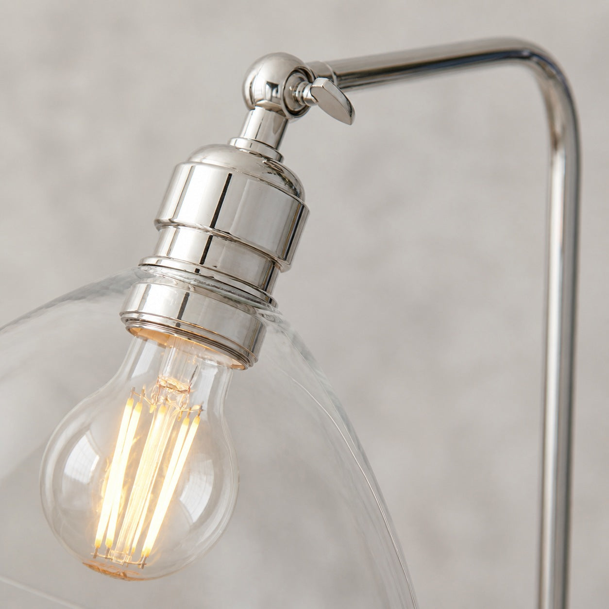 Clarione Art Deco Floor Lamp with Clear Glass Shade and Metal Base