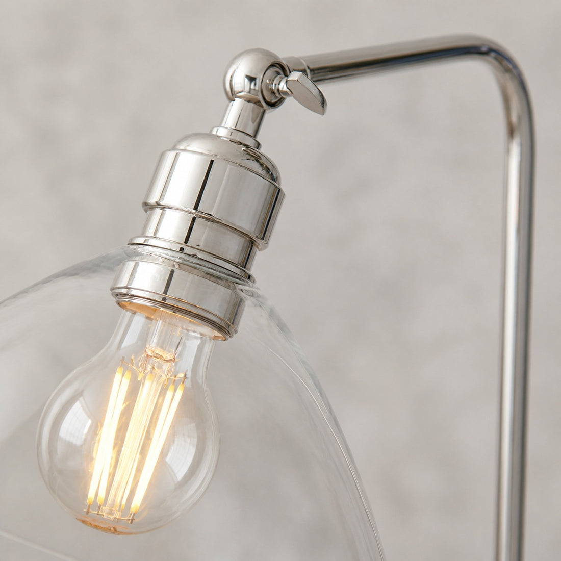 Clarione Art Deco Floor Lamp with Clear Glass Shade and Metal Base
