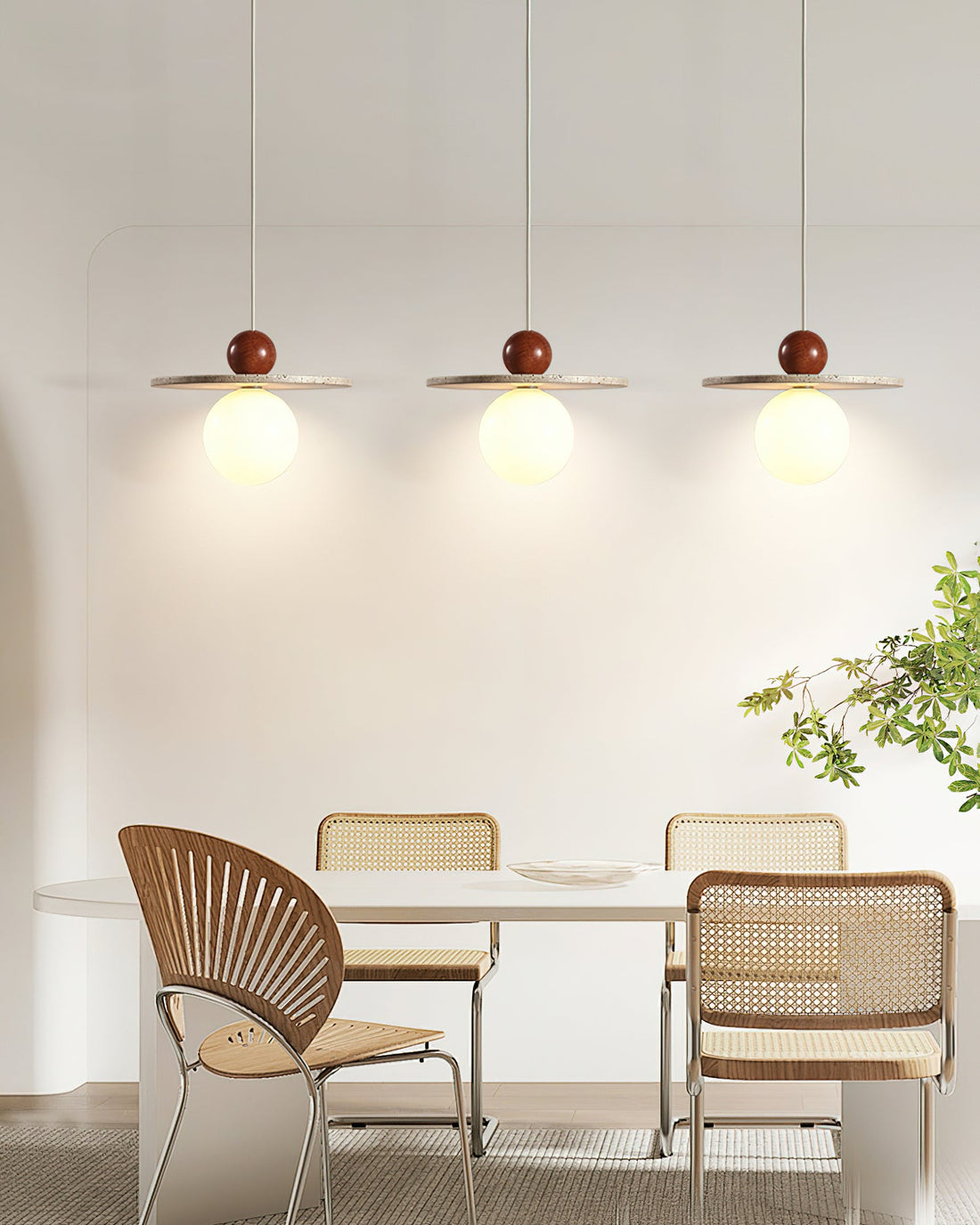 Retro Decor Cave Stone Disc Pendant Light