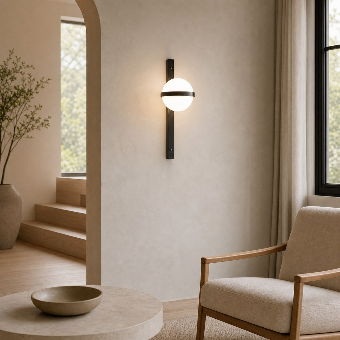 Globe Shade Minimalist Wall Lamp for Indoor and Outdoor Spaces