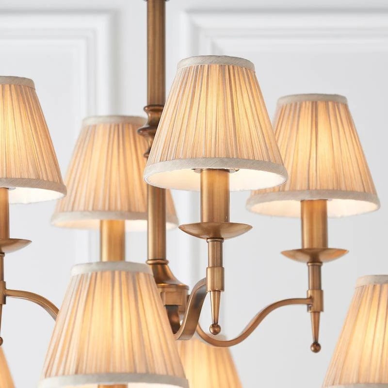 Tela Timeless Classic Elegant Multi Arm Stanford Chandelier - Metal Fabric Lighting for Living Room