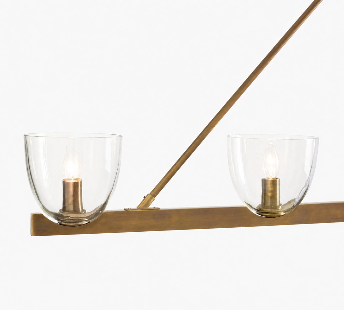Auria Hand-blown Glass Metal Chandelier - Contemporary Brass Design