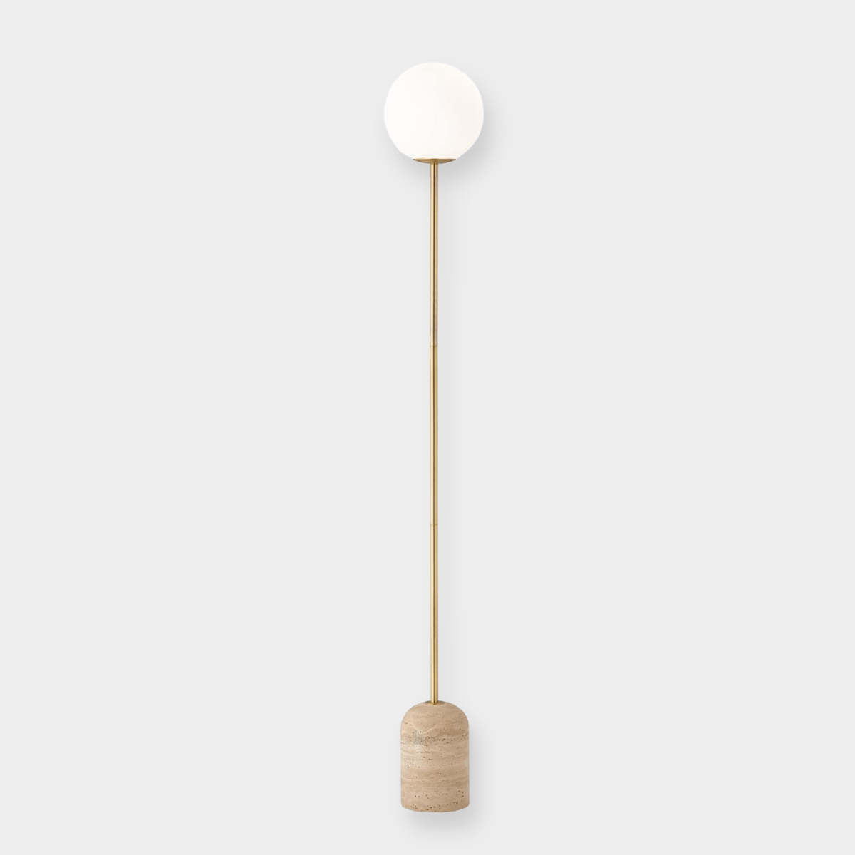 Modern Minimalist Travertine Base Glass Orb Floor Lamp