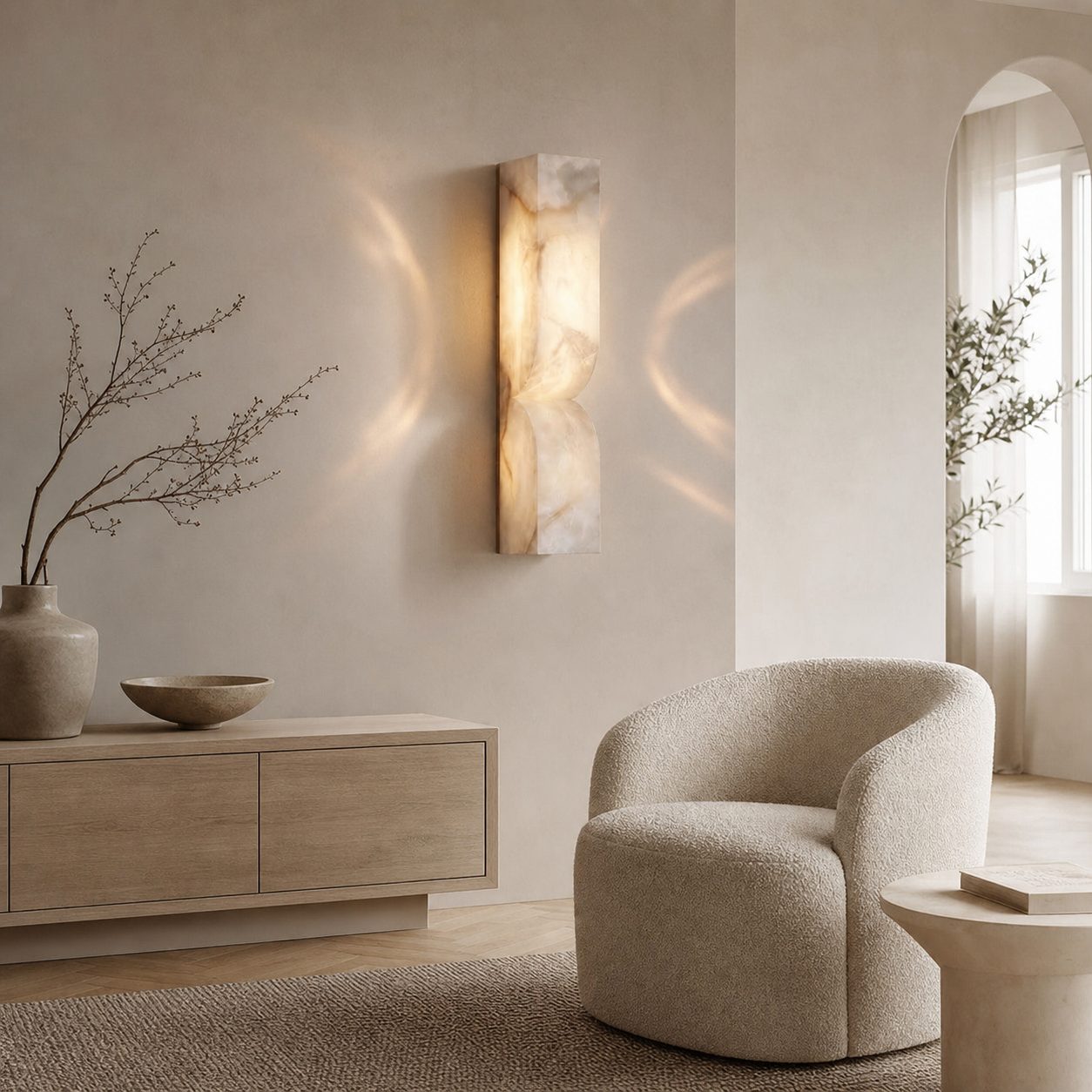 Modern Rectangular Alabaster Wall Lamp – Minimalist Sconce for Bedroom Hallway Living Room