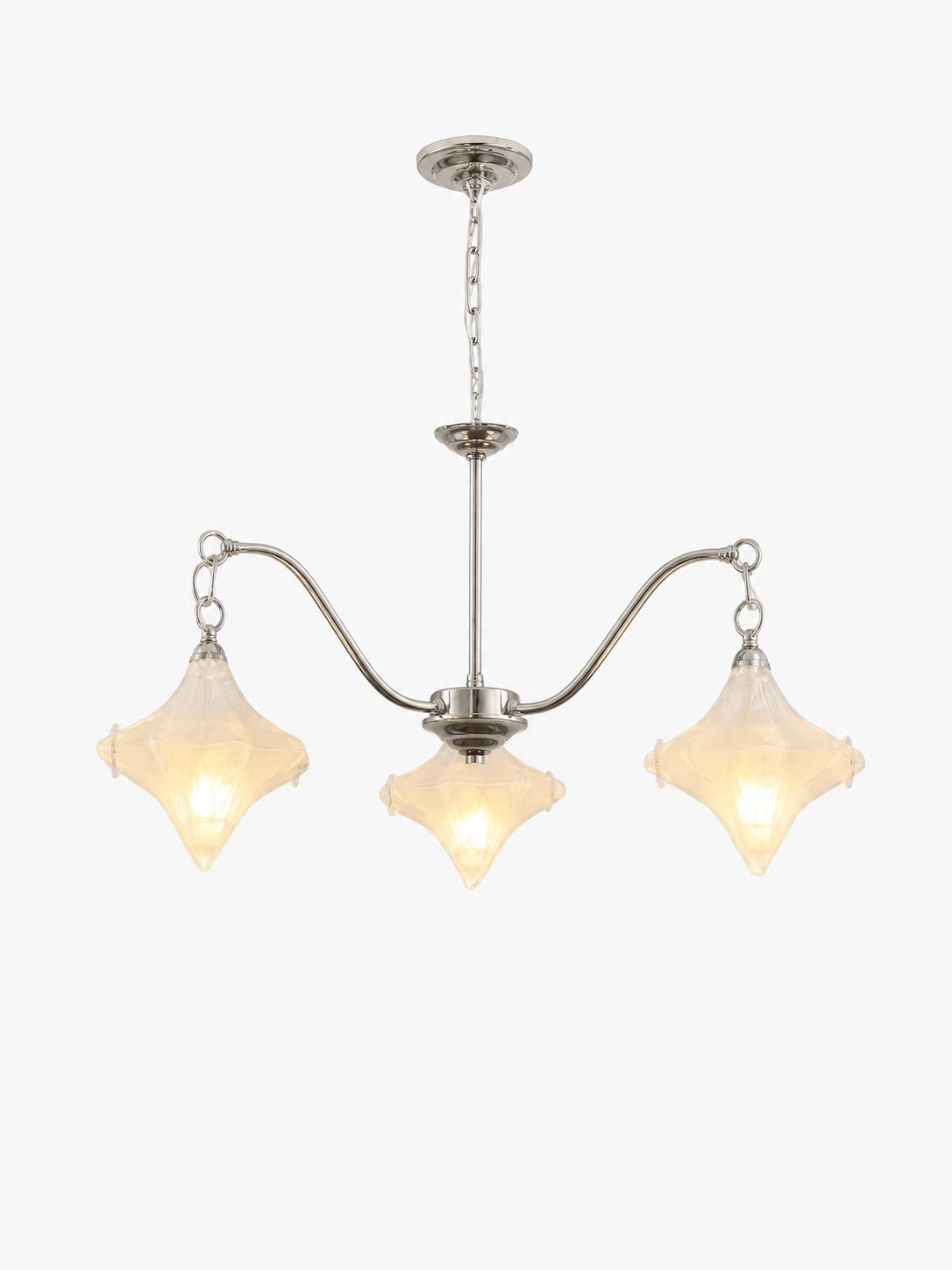 Art Deco Astris Star Chandelier – Frosted Glass Deco Fixture for Dining Room