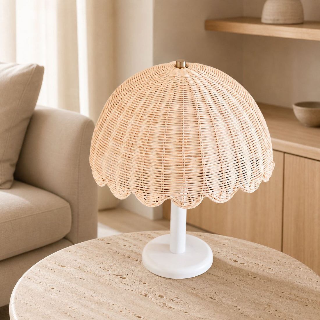 Olvara Rattan Bubble Table Lamp for Kids – Cozy Table Lighting in Boho Style