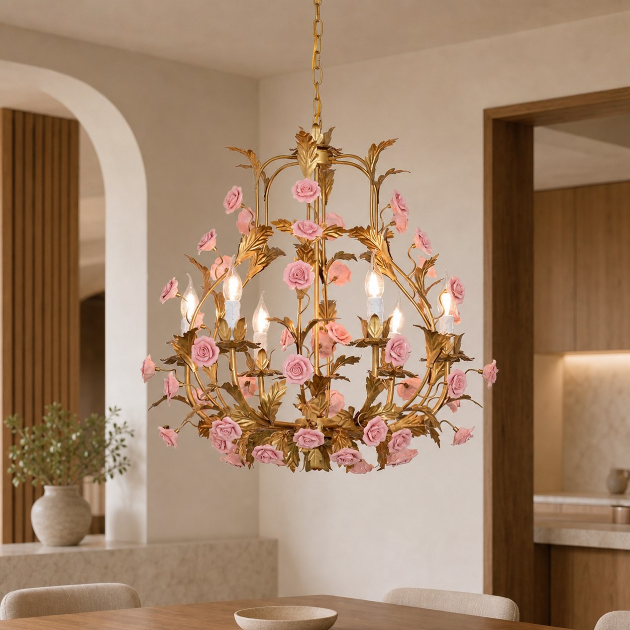 Ceramic Rose Chandelier