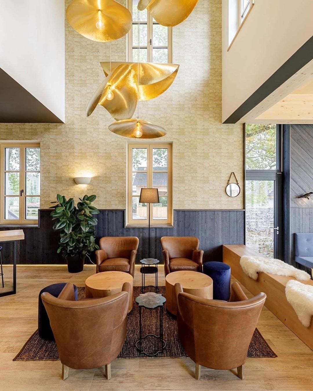 Hammered Brass Suspension Light