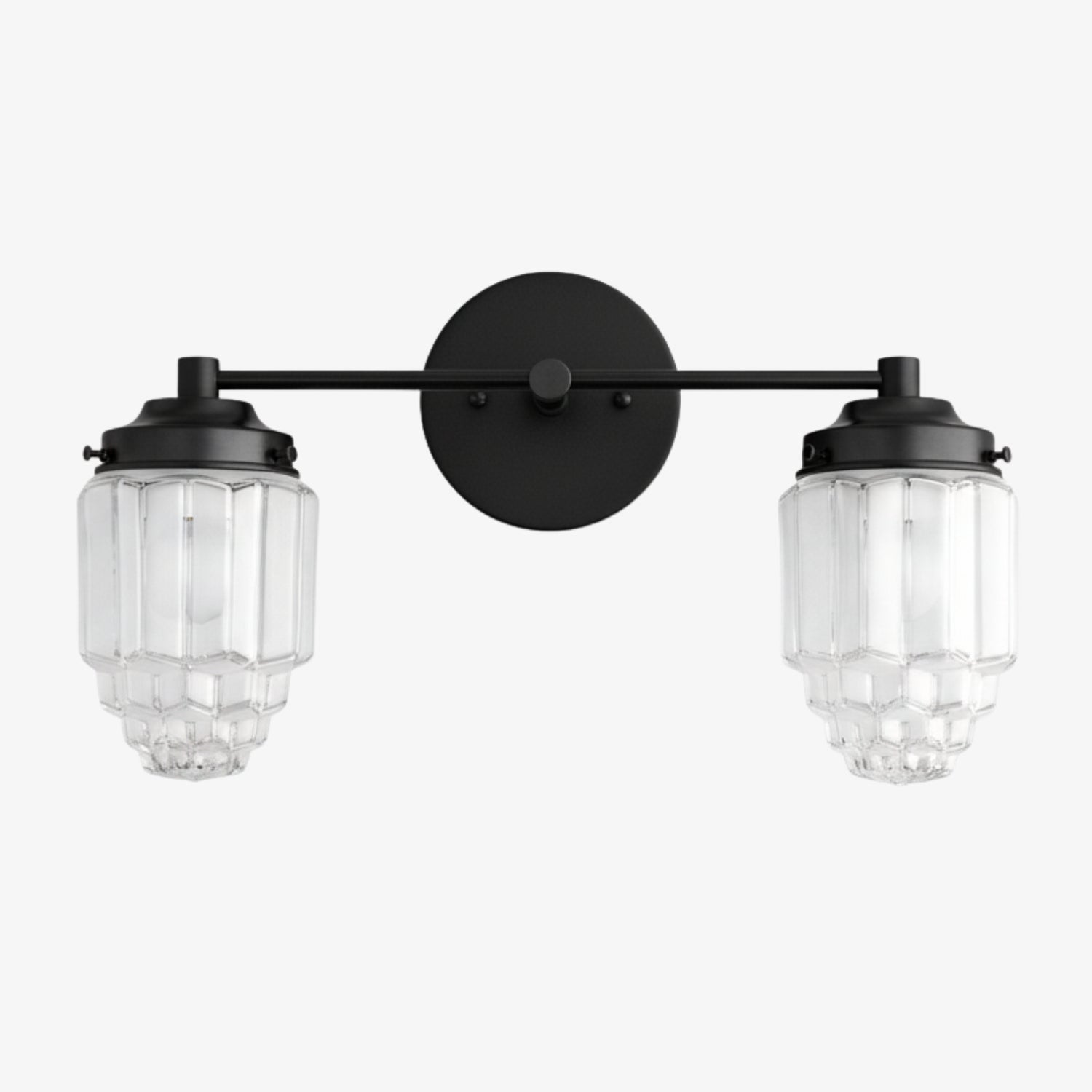 Tierlux Glass Vanity Light - Art Deco Bathroom Fixture with Skyscraper Shades