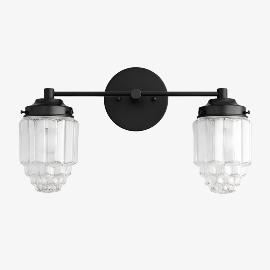 Tierlux Glass Vanity Light - Art Deco Bathroom Fixture with Skyscraper Shades