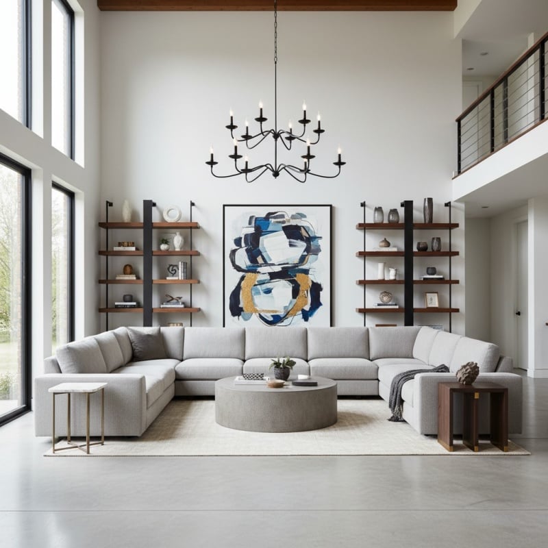 Reticula Modern Round Chandelier – Iron Frame with Open Circular Design for Dining or Entry