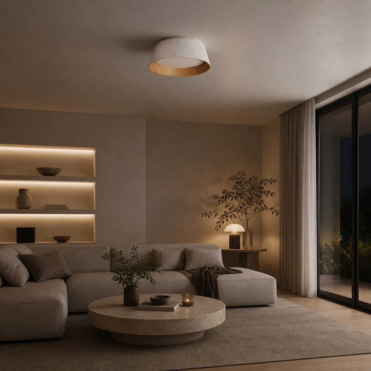 Ribravo Modern Ribbed Textured Shade Ceiling Lamp - Modern Minimalist Lamp for Living Room