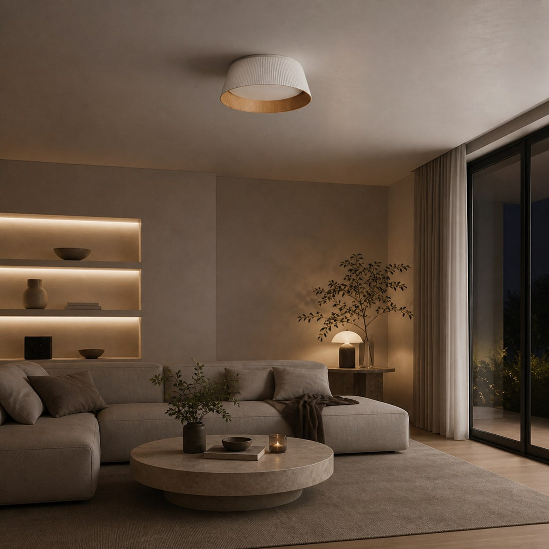Ribravo Modern Ribbed Textured Shade Ceiling Lamp - Modern Minimalist Lamp for Living Room