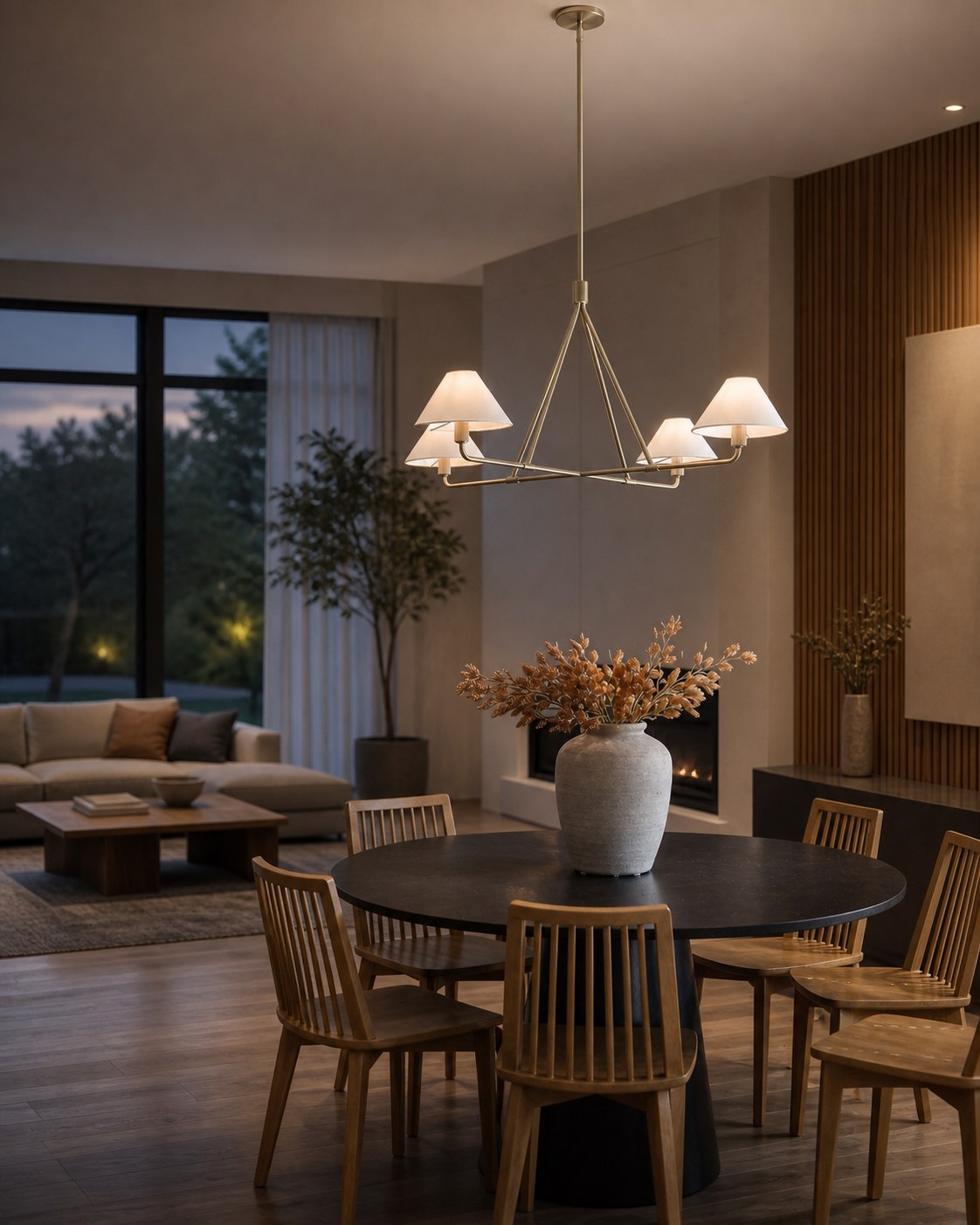 Diora Pendant Light -  Modern Metal Fixture with Linen Shades