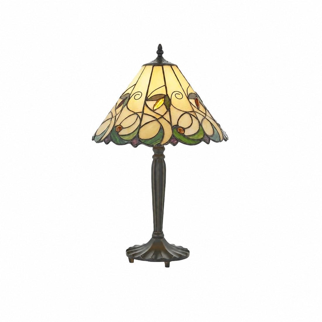 TF Jamelia Classic Stained Glass Table Light Lamp - Handcrafted Glass Light for Bedroom