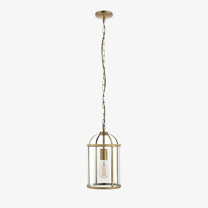 Luxvana Bell Shaped Glass Pendant Light - Industrial Metal Lantern Design Fixture for Kitchen