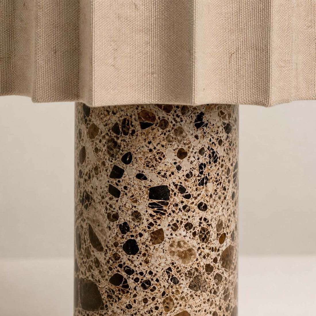 Cavilon Table Lamp with Fan-Shaped Linen Shade - Stone Finishes Suitable for Living Rooms