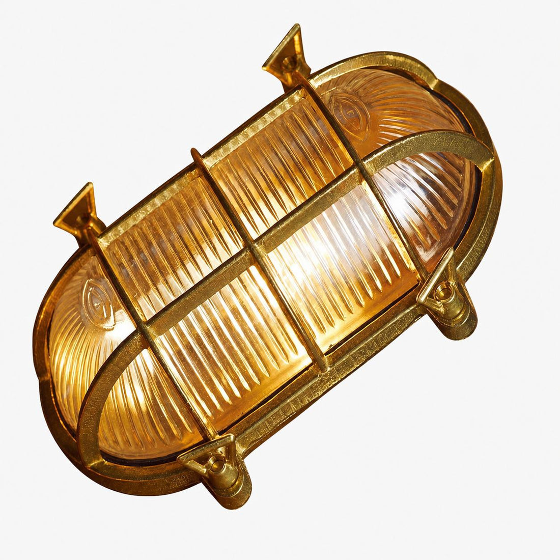 Ivoran Bulkhead Wall Sconce - Brass Caged Glass Vintage Industrial Light for Outdoor and Bathroom