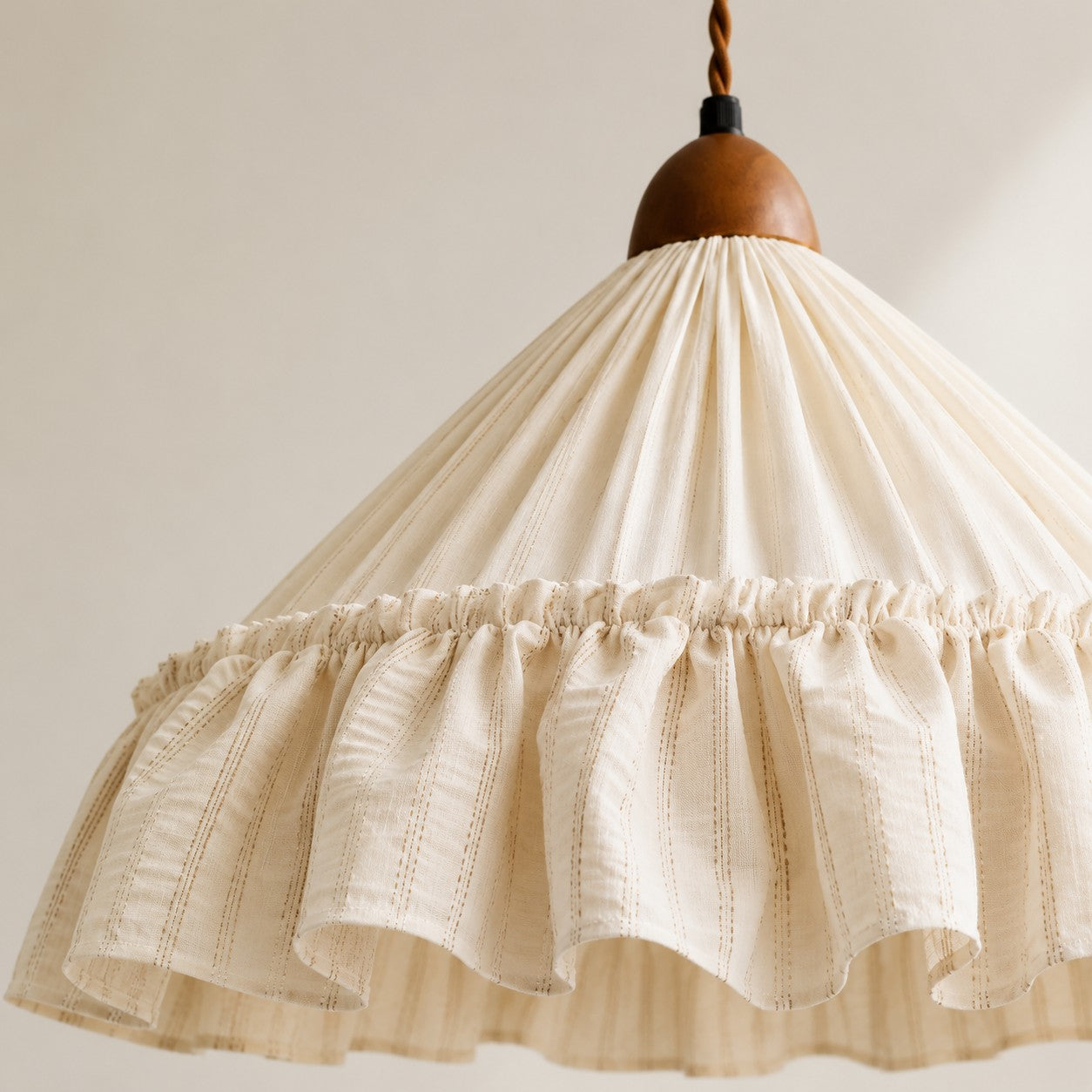 French Country Ruffled Fabric Pendant Light