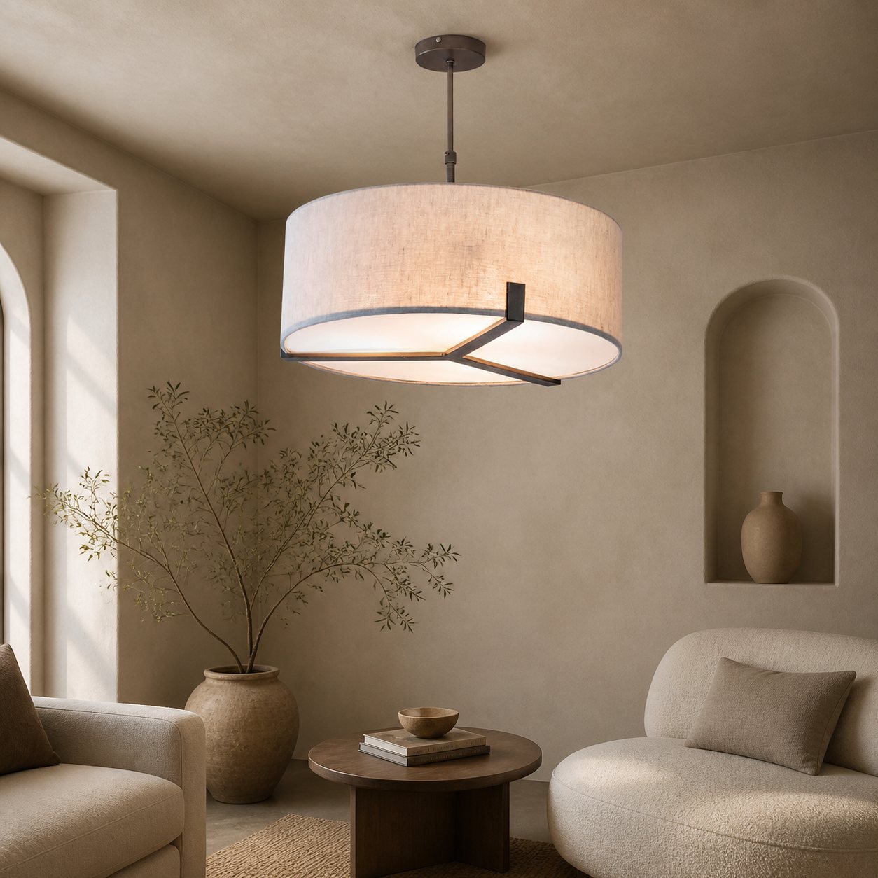 Tela 3 Light Suspension Light - Stylish Adjustable Pendant for Dining or Bedroom