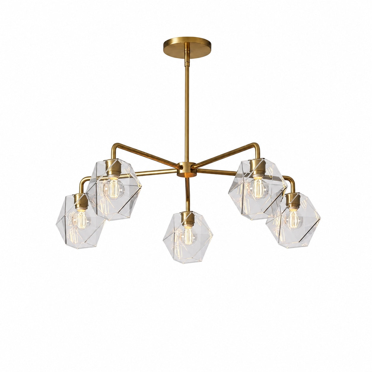 Talvior Sculptural 5-Light Chandelier - Faceted Design, Modern Finishes - Illuminate Spaces