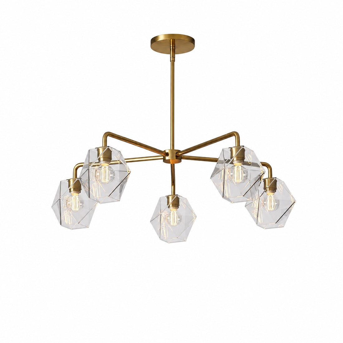 Talvior Sculptural 5-Light Chandelier - Faceted Design, Modern Finishes - Illuminate Spaces