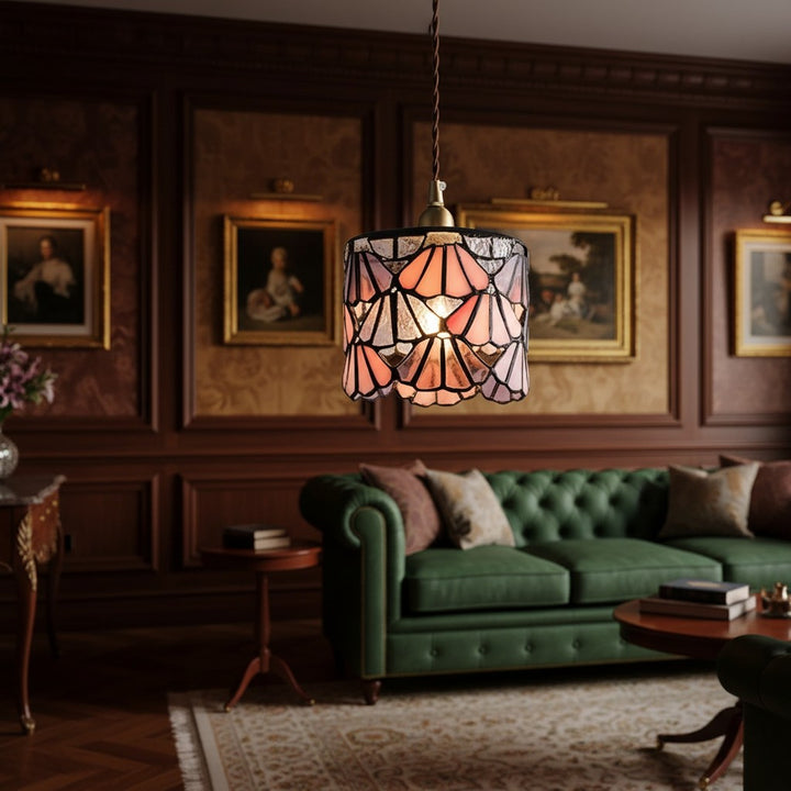 Vintagia Tiffany Inspired Pendant Light Fixture - Artistic Glass Shade Pendant for Dining Island and Entryway