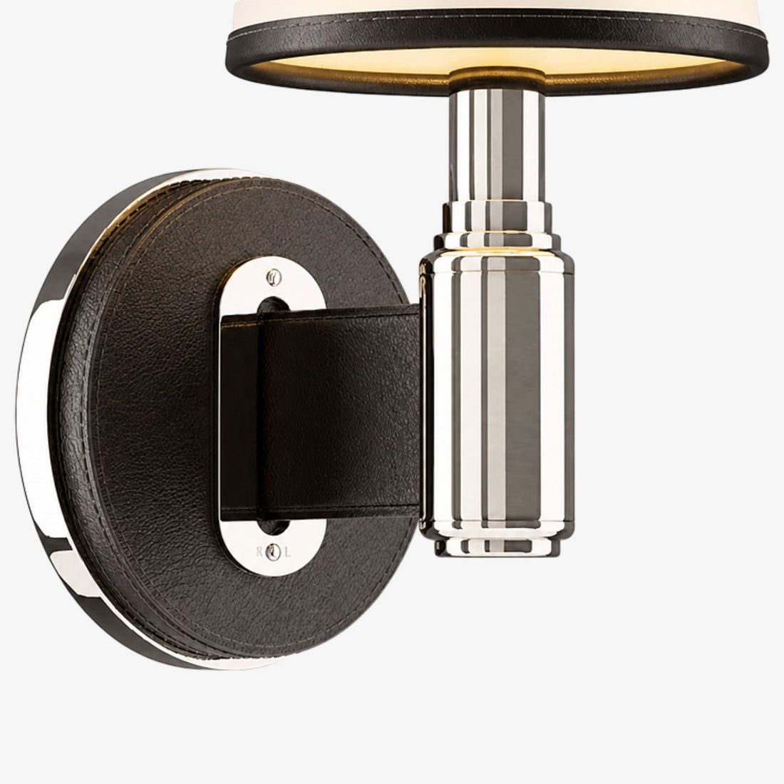 Black leather backplate and polished metal detail