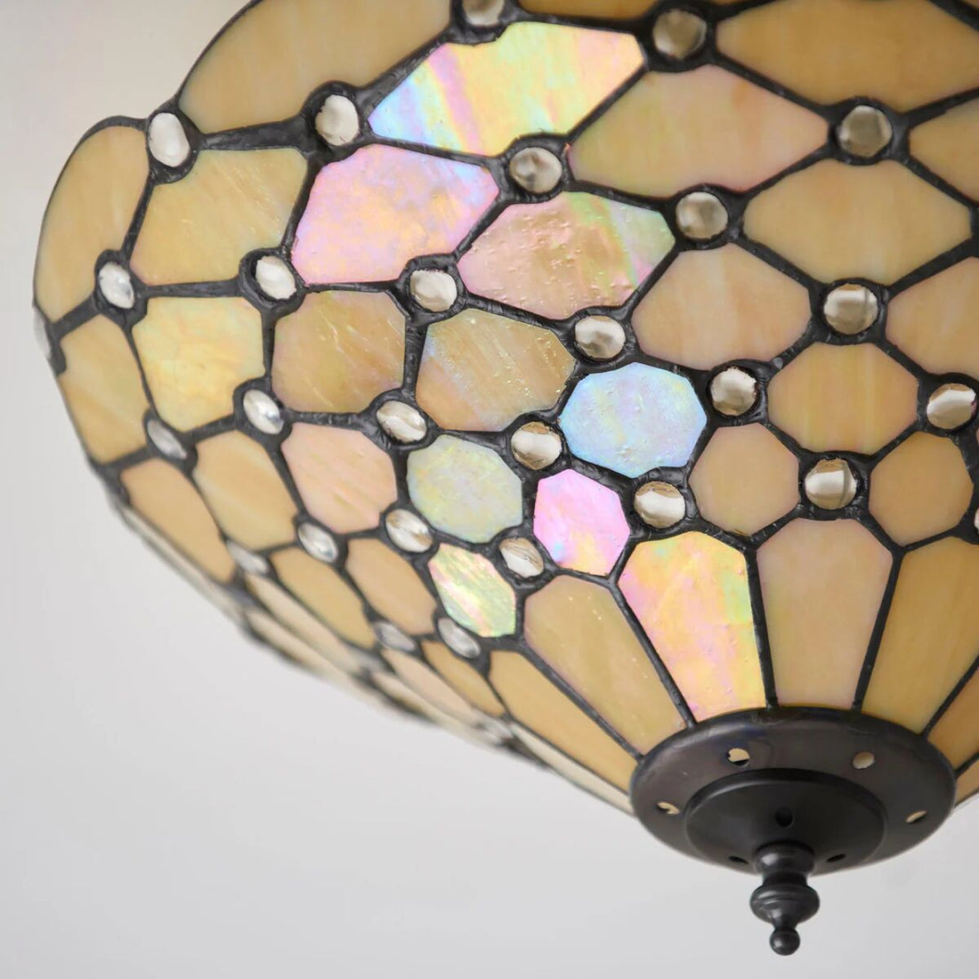 TF Pearl Handcrafted Tiffany Ceiling Light – Art Deco Stained Glass Light for Hallway or Living Room