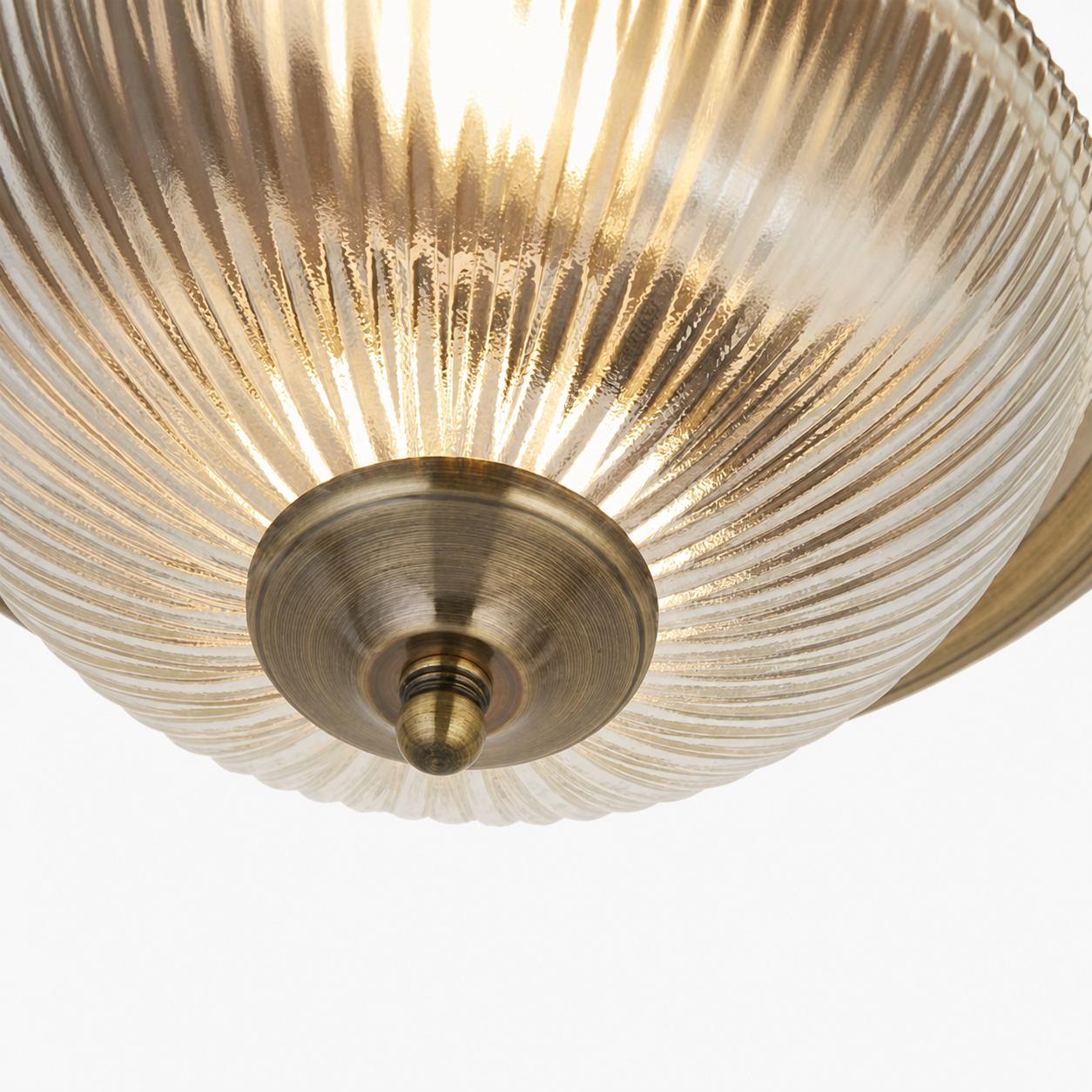 TF Vintora Modern Flush Ceiling Light – Ribbed Glass and Metal Trim for Kitchens or Hallways