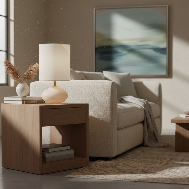 Albi Table Lamp Sleek Cylinder Base - Warm Glow for Modern Interiors and Small Spaces