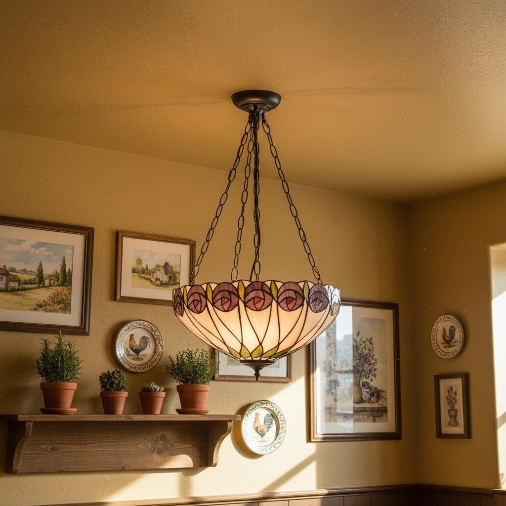 TF Hutchinson Tiffany Pendant Light - Inverted Art Glass Adjustable Pendant Light for Home