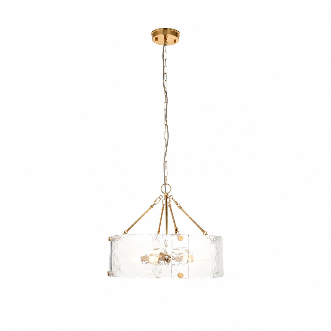 Panellux Decorative Pendant - Handcrafted Curved Glass Panels Brushed Brass Finish for Foyer