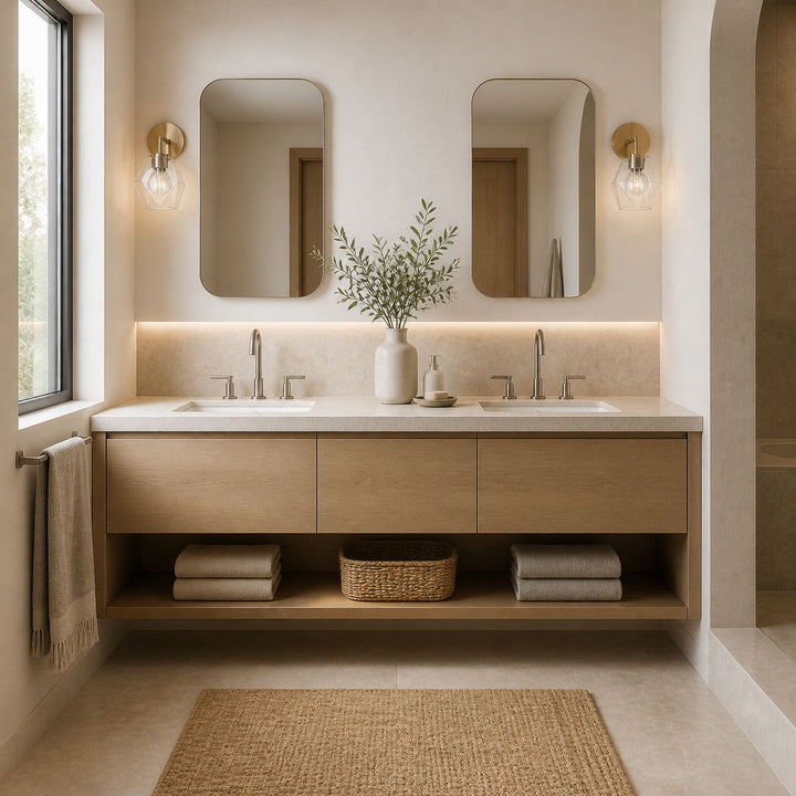 Talvior Geometric Modern Bathroom Sconce - Faceted Shade Light in Luxe Finishes