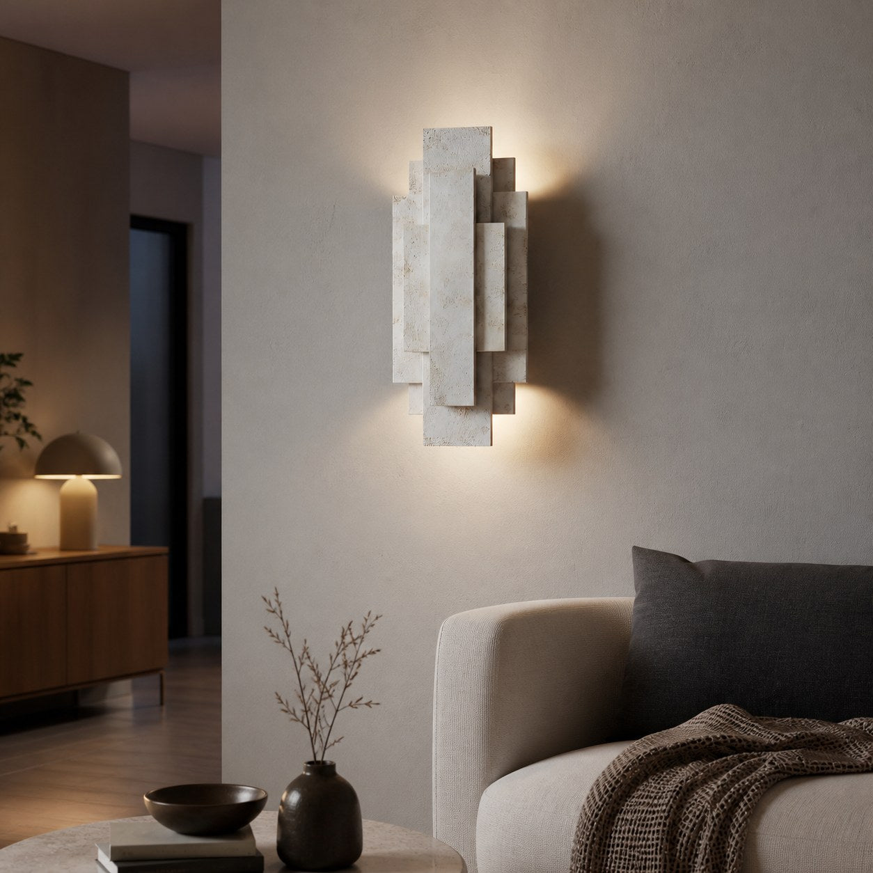 Kelsar Rectangular Wall Lamp - Gold and Silver Finishes for Living Room or Bedroom