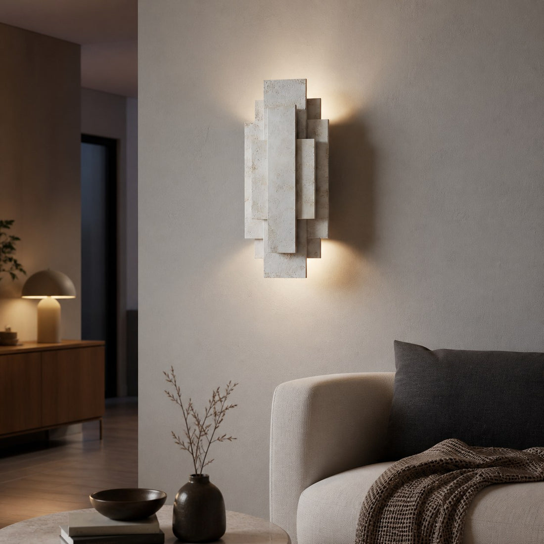 Kelsar Rectangular Wall Lamp - Gold and Silver Finishes for Living Room or Bedroom