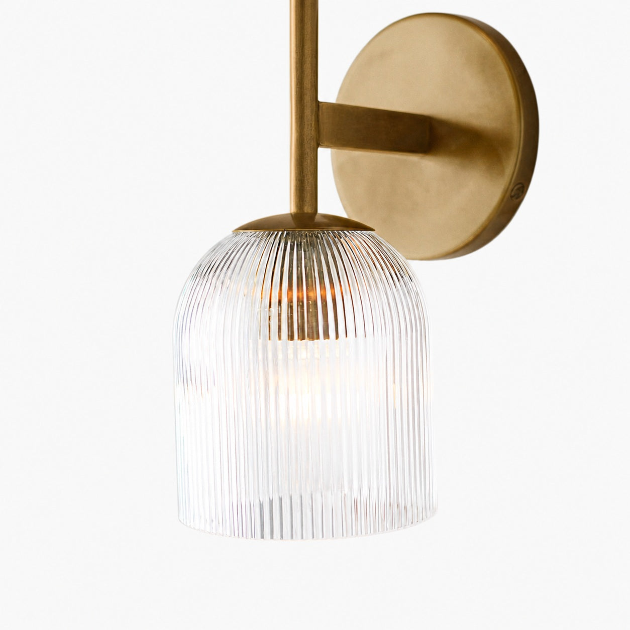 Bravira Ribbed Glass Sconce - Metal Wall Light with Clear Glass Shade