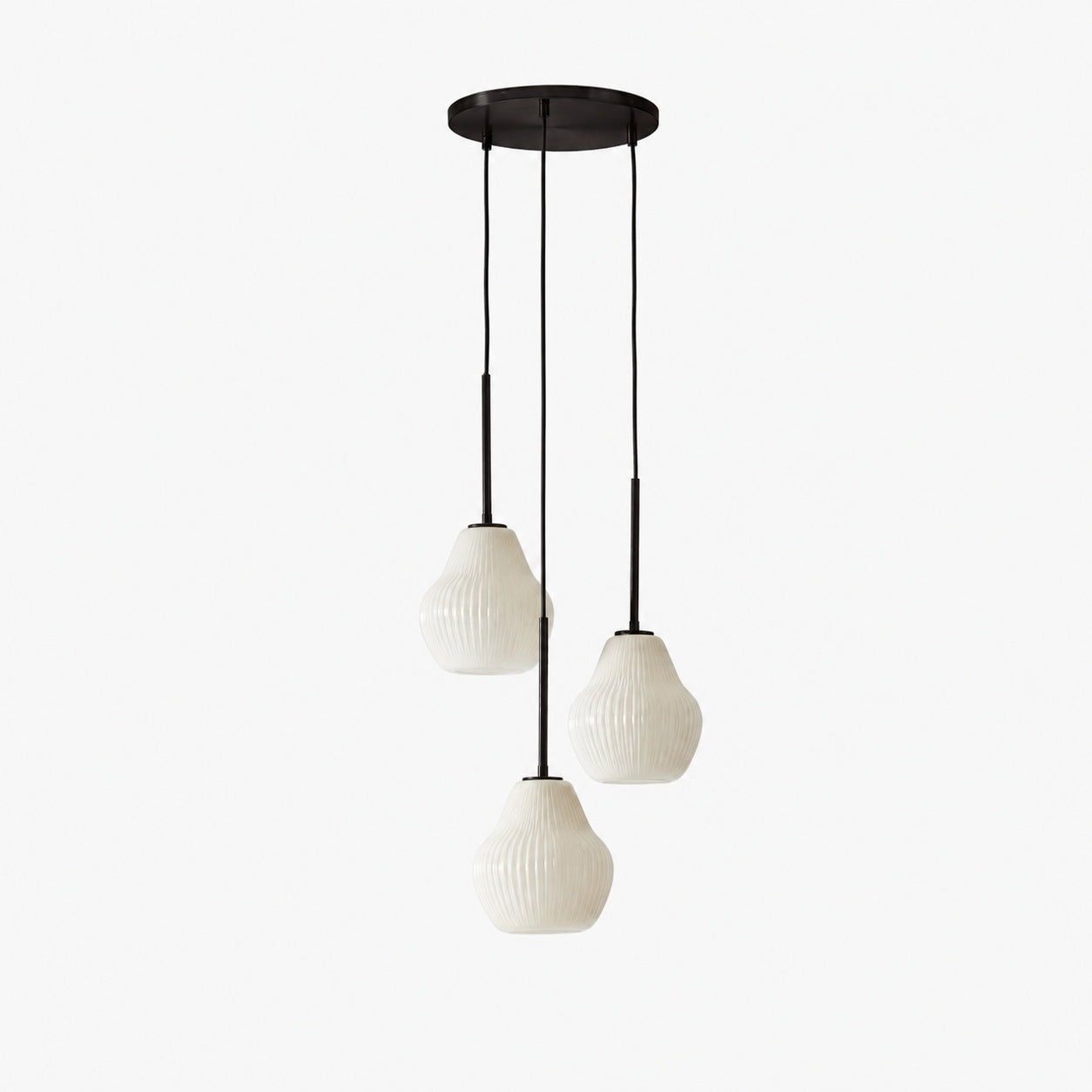 Rivrona Ribbed Glass 3-Light Chandelier - Sculptural Modern Lighting for Home