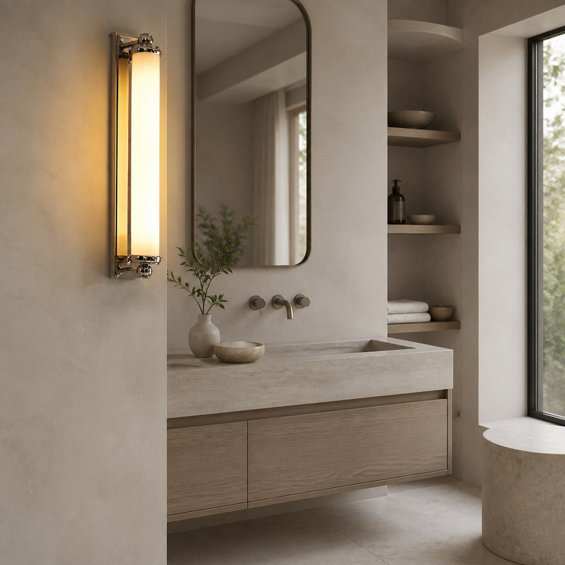 Kalvora Extra Long Tube Wall Sconce - Chrome Modern Light Fixture