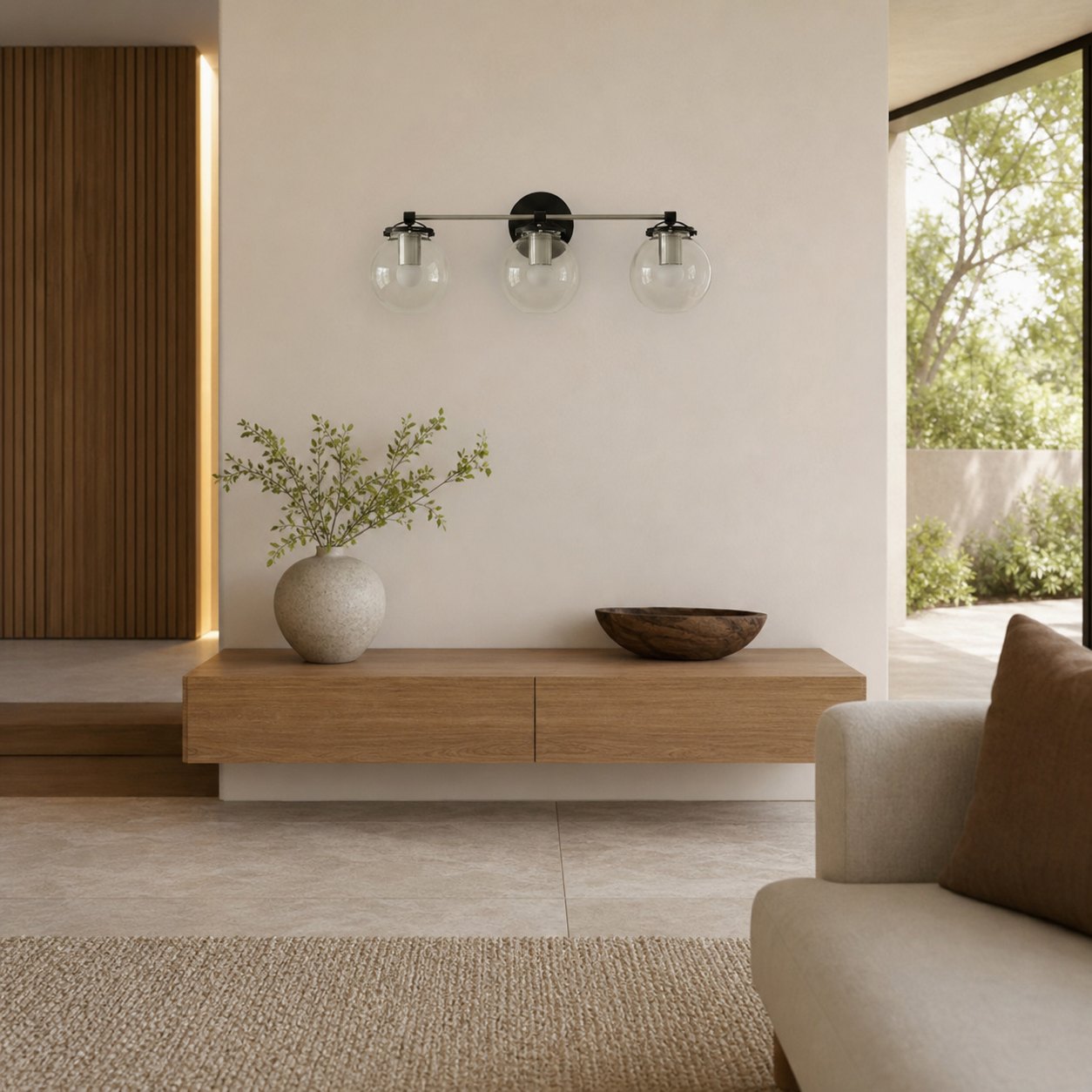 Glorica Glass 3 Shade Globe Vanity Light - Soft Bathroom Light Fixture